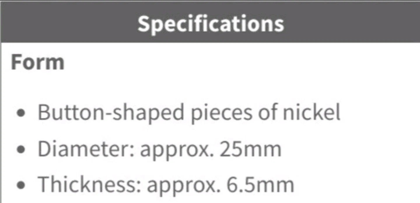 Electrolytic Nickel Rounds, 8 Pound Increments, Pro Grade Nickel Plating Anodes