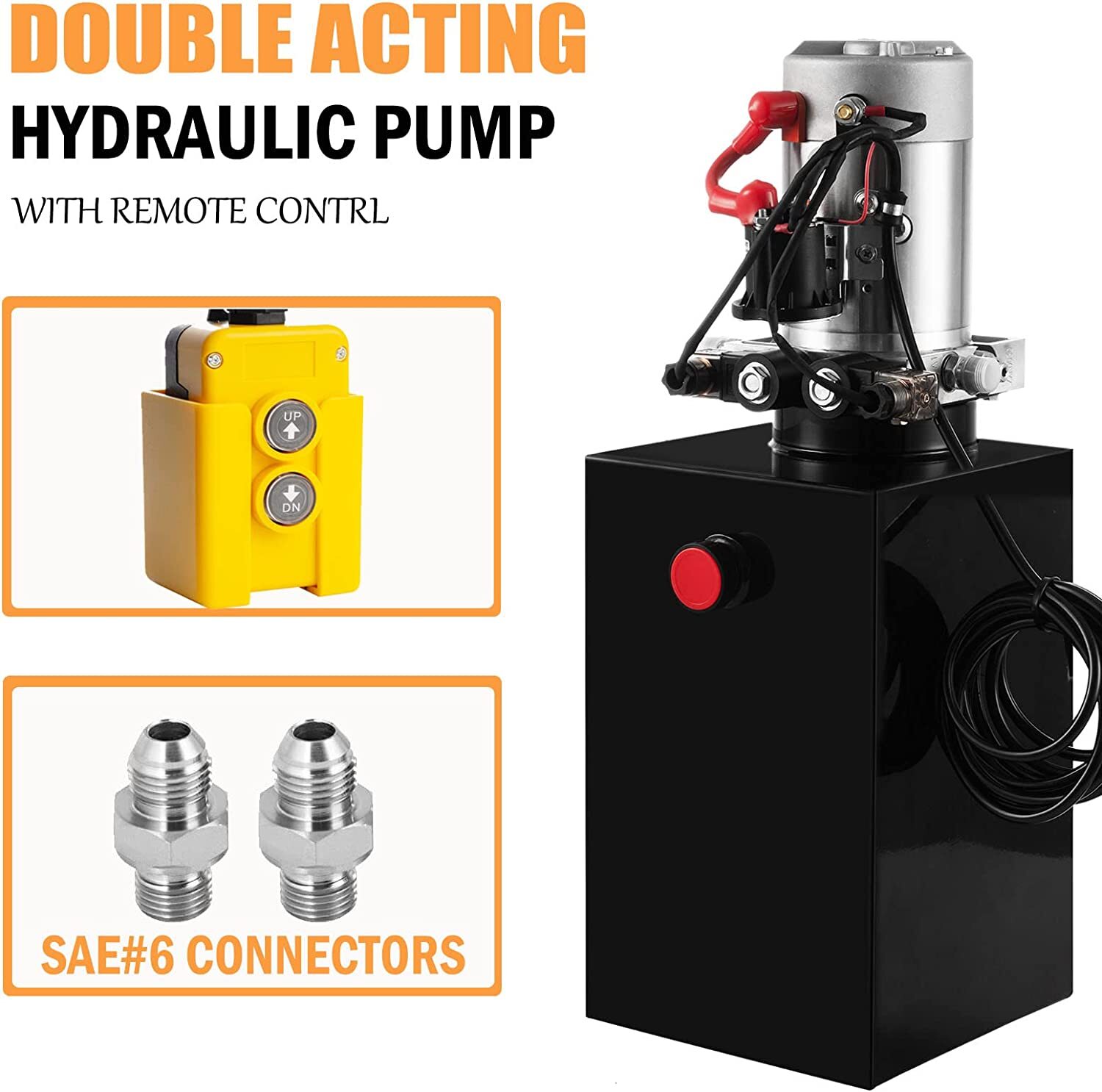 15 Quart Double Acting Hydraulic Pump Dump Trailer 12V DC Unit Pack Power Unit