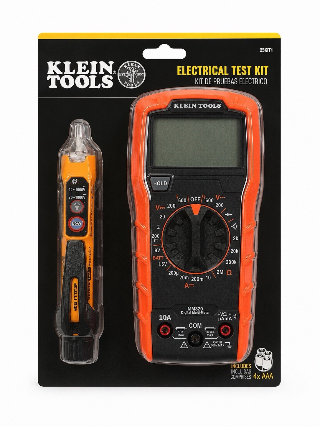 Klein Tools MM320 & NCVT-3P Digital Multimeter Kit CAT III 600V Tester Portable