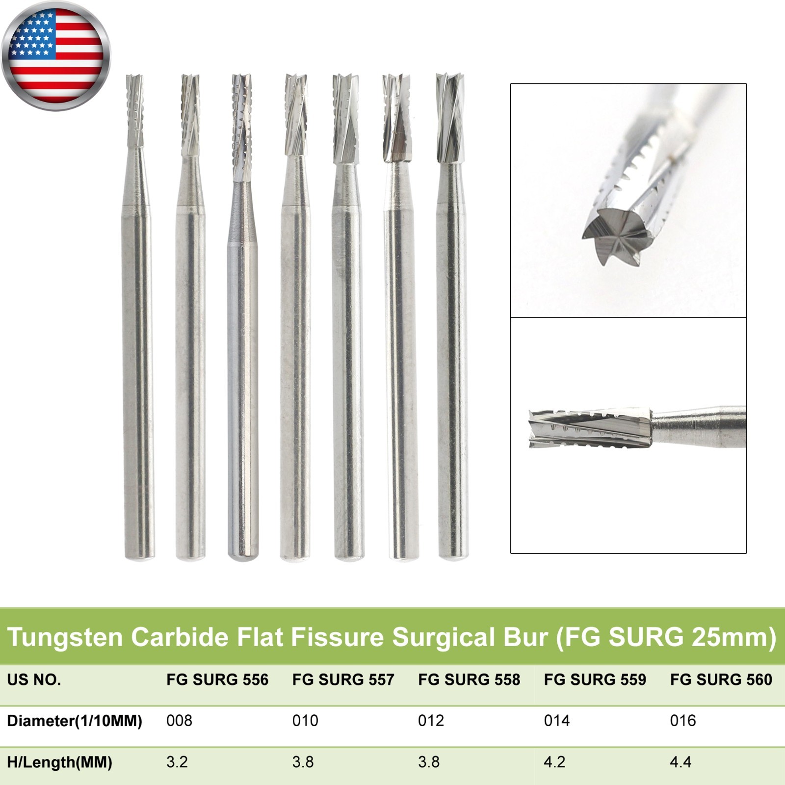 Wave Dental Long Surgical Burs Carbide Straight Fissure Bur FG SURG 557 557L 558