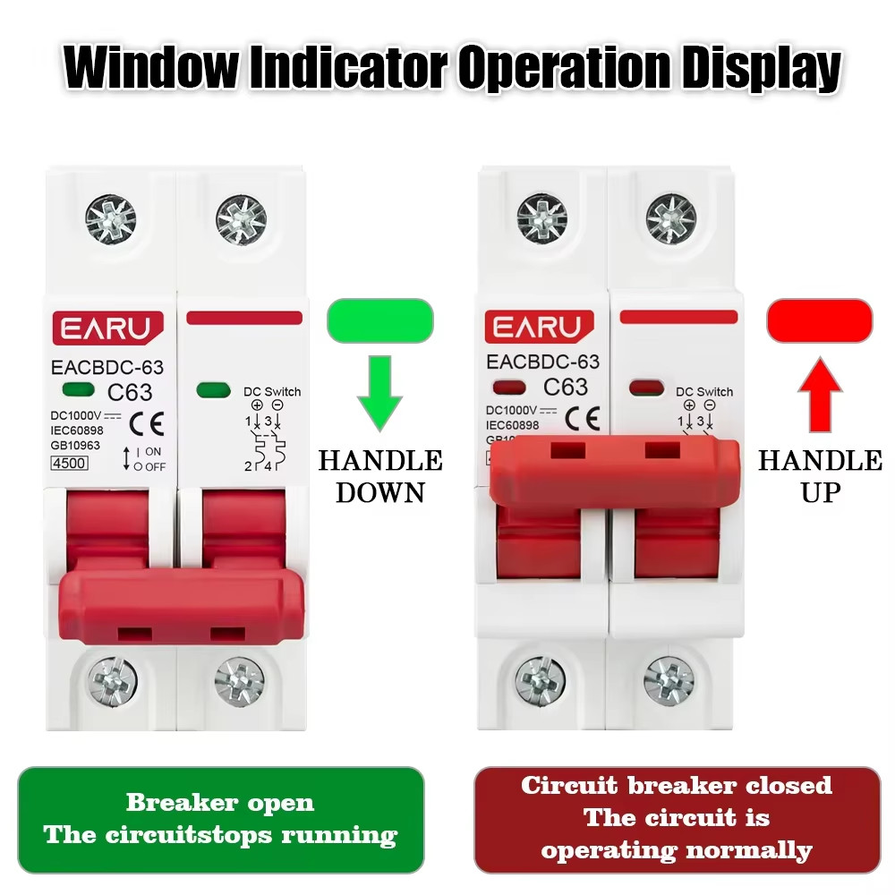 Solar DC Circuit Breaker 1000V PV Disconnect Switch 1P 2P Solar Panel Isolator