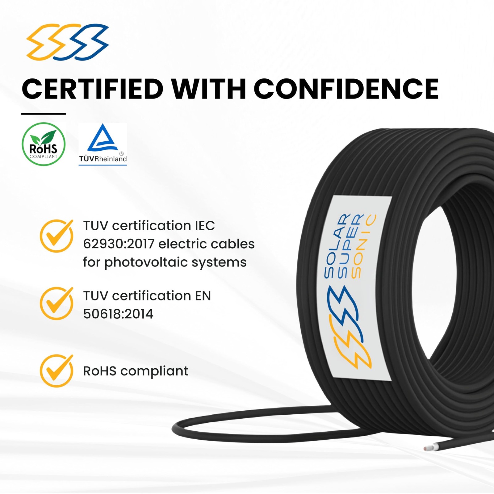 1500V High-Voltage PV Wire – 100FT, 10AWG – Outdoor Waterproof UV Resistant -…