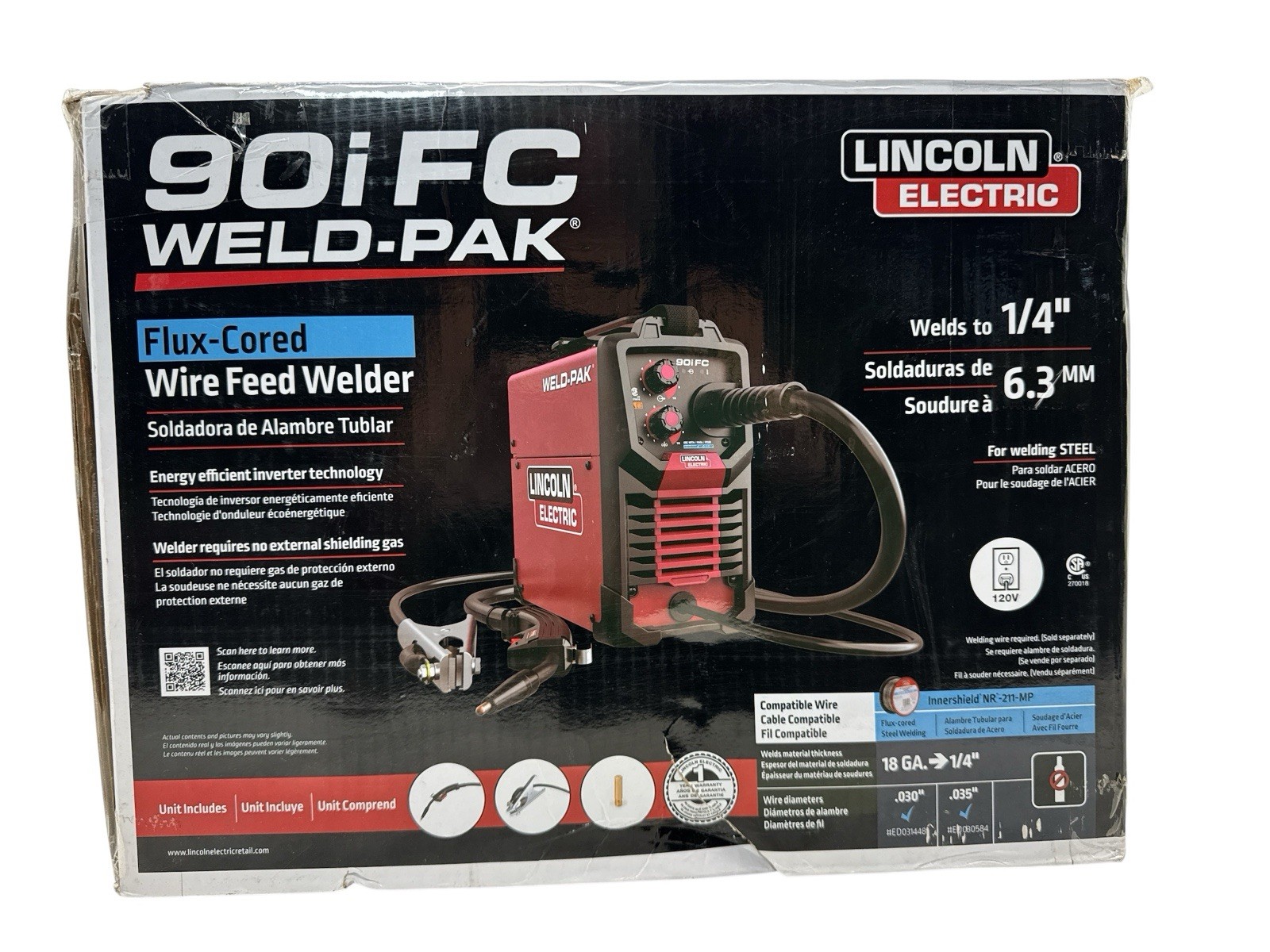 Lincoln Electric 90i FC WELD-PAK Flux Cored Wire Feed Welder K5255-1 Light Used
