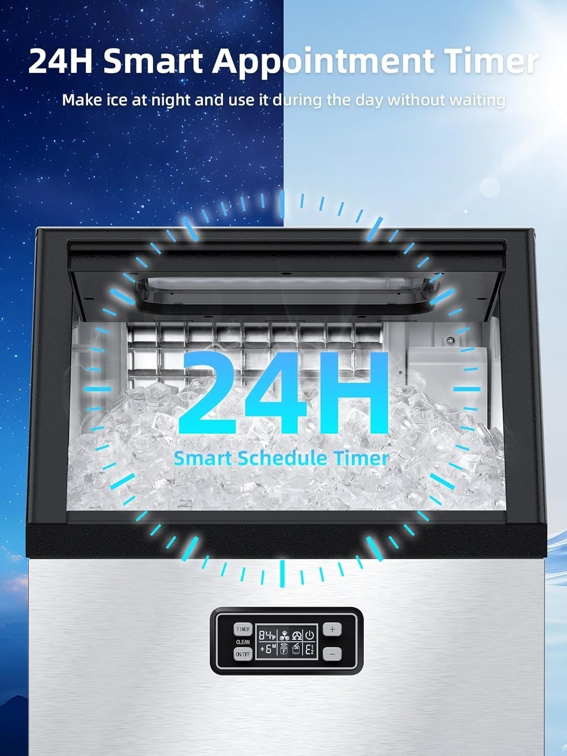 Commercial Ice Maker Machine 100Lbs/24H, Stainless Steel Undercounter Ice Maker