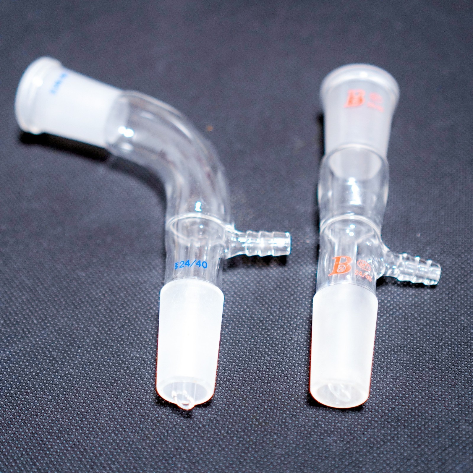 Glass Straight & bent Vacuum Adapter,Gas Inlet Adapter,24/40 Joint, Lab Glass