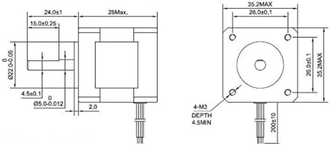 Stepper Motor NEMA 14 Bipolar 0.9 Deg 11Ncm 4-Wires 0.4A