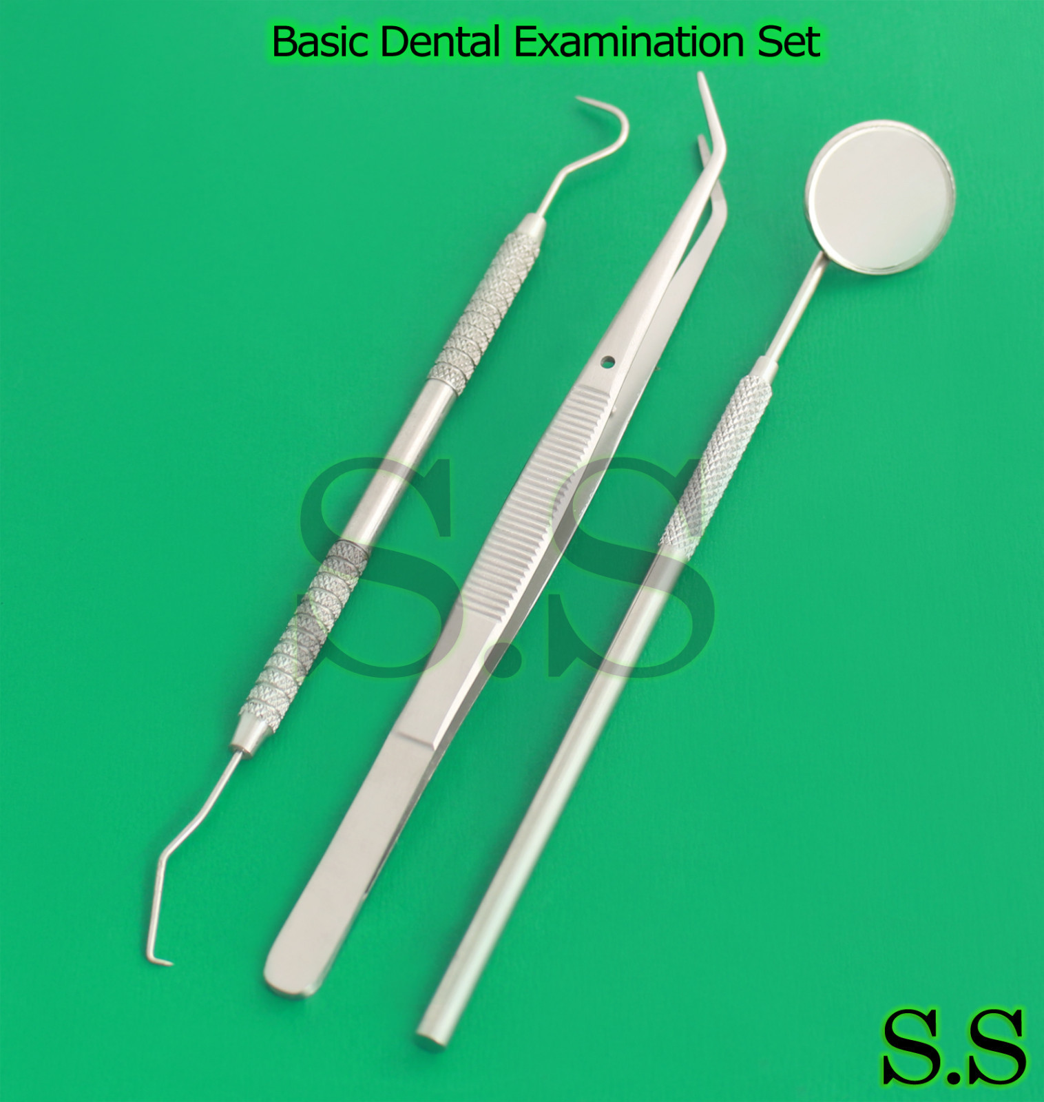 Basic Dental Examination Kit Instruments Tweezer Mirror Pick Surgical PR-256