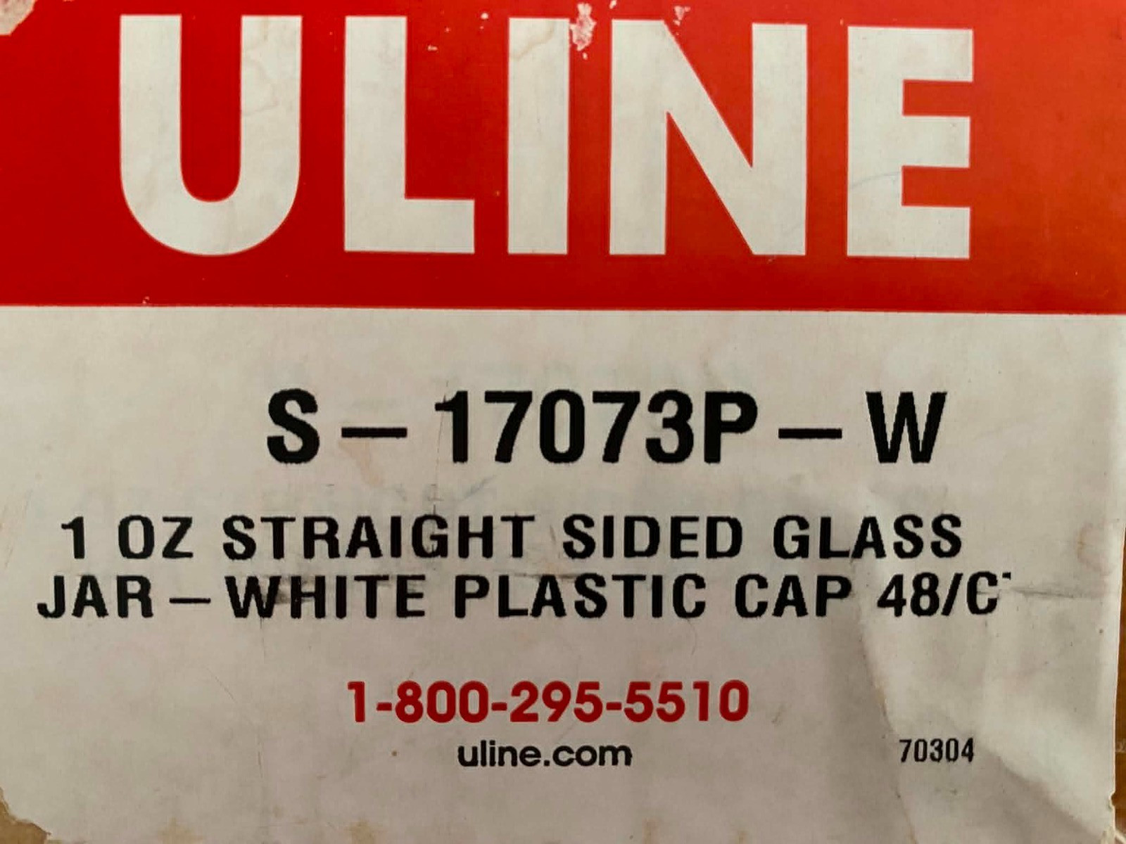 Uline S-17073P – W , 1 oz. Straight Sided Glass Jar , White Plastic Cap ( 13 CT)