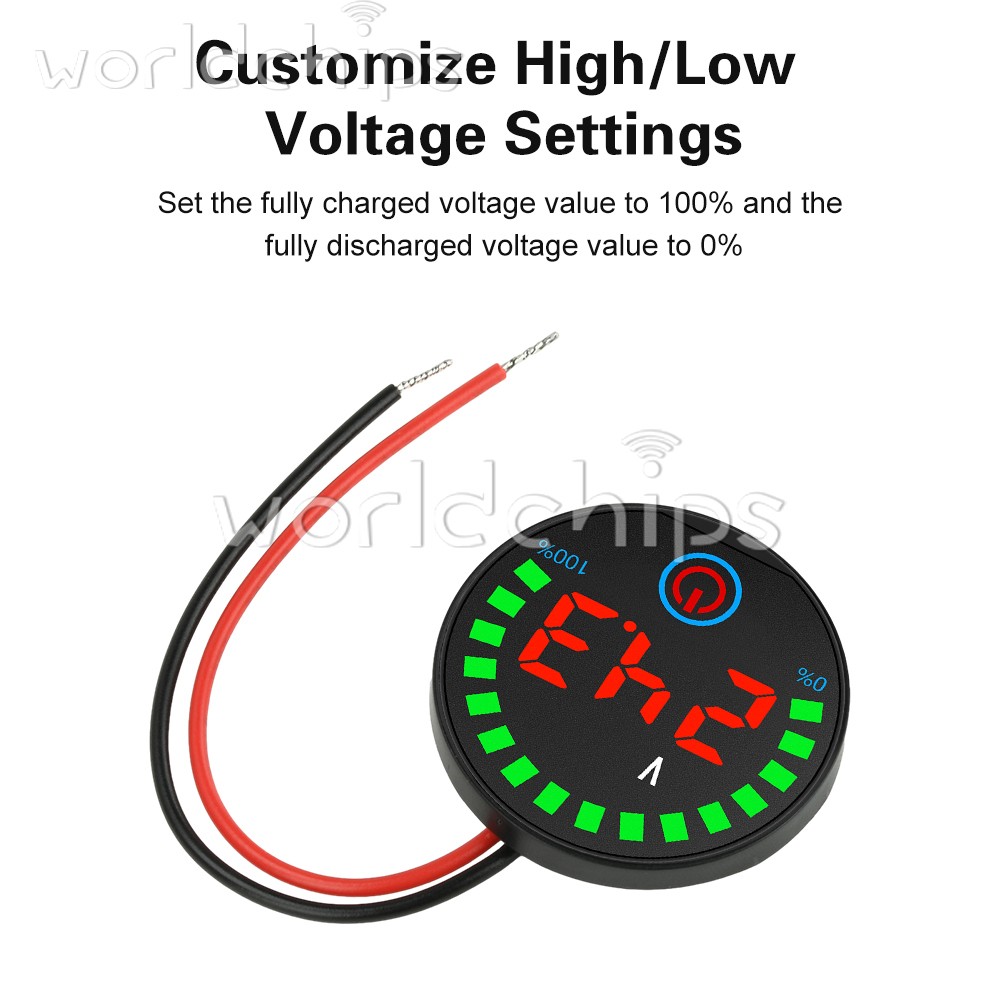 5pcs DC7-55V Acid/Li-ion Volt Indicator Battery Level Display Power-Off Memory