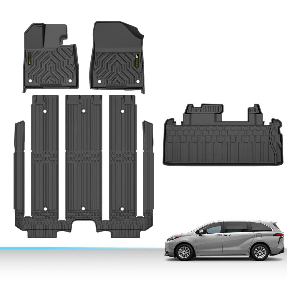 TPE Floor Mats & Cargo Liners for 2021-2025 Sienna 7-Seat LE/XLE/XSE/Ltd 4PCS