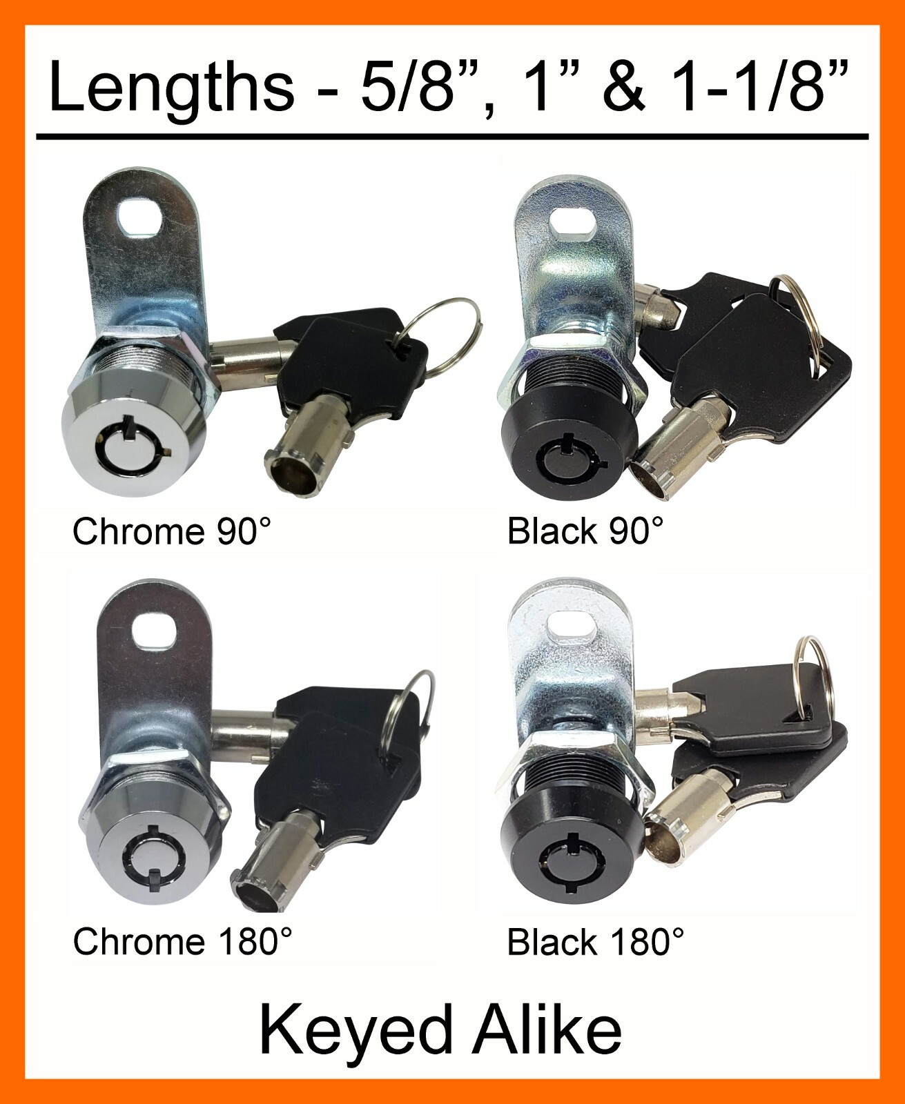 Admiral Locks Tubular Cam Locks – Keyed the Same – 5/8″, 1″ & 1-1/8″ lengths