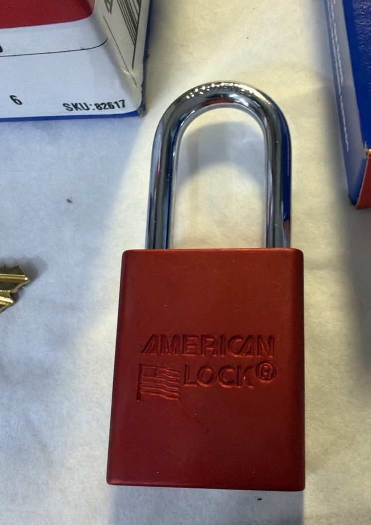 American Lock A1106KARED Keyed Alike Padlocks, Red Aluminum, Steel 6 Pack