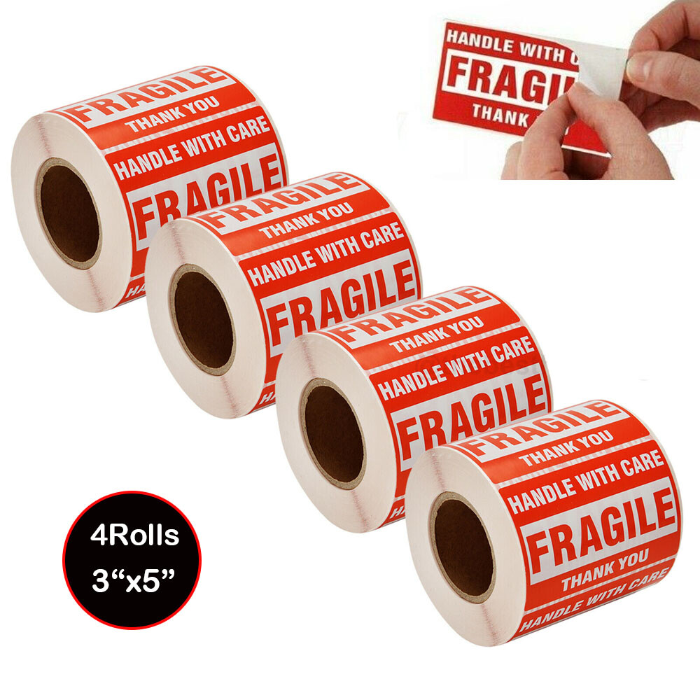 4 Rolls 3×5 Fragile Handle With Care Thank You Shipping Labels Stickers 500/Roll