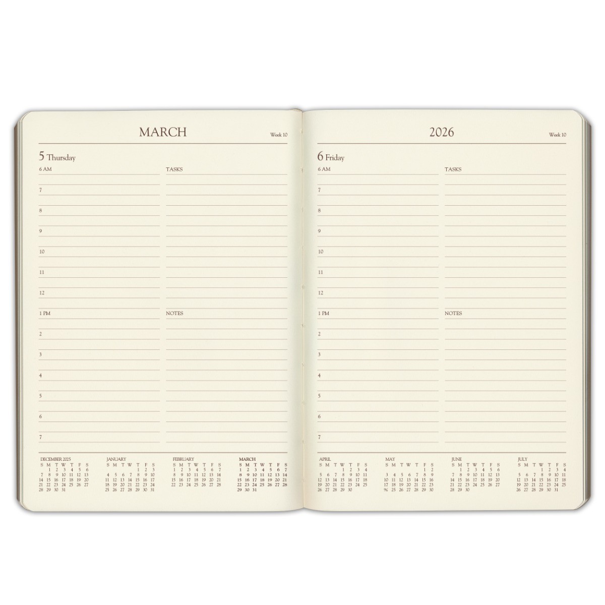 Gallery Leather Daily Planner 2027, 12 Months, Desk Calendar Notebook, 8 x 5.5″