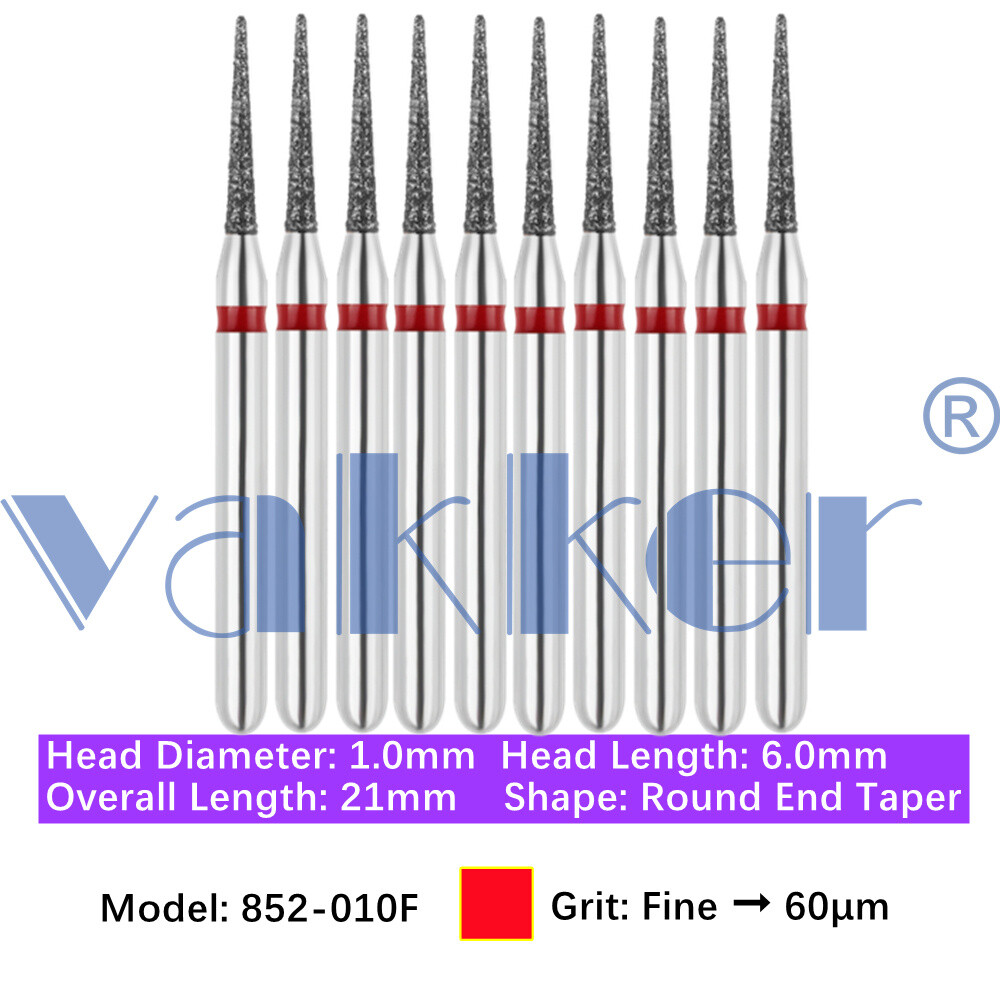 Vakker 10pc Diamond Bur X-Mas Tree Round End Taper Burs Fine Medium Coarse