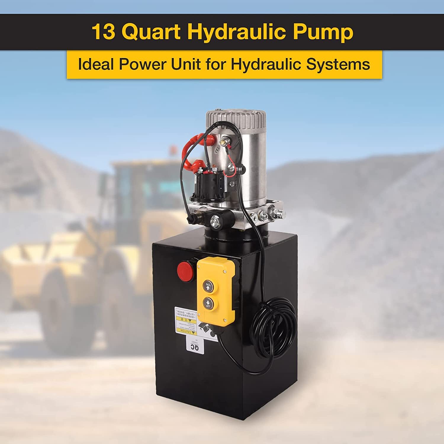 13 Quart Hydraulic Pump 3200PSI Single Acting Metal Reservoir Dump Trailer