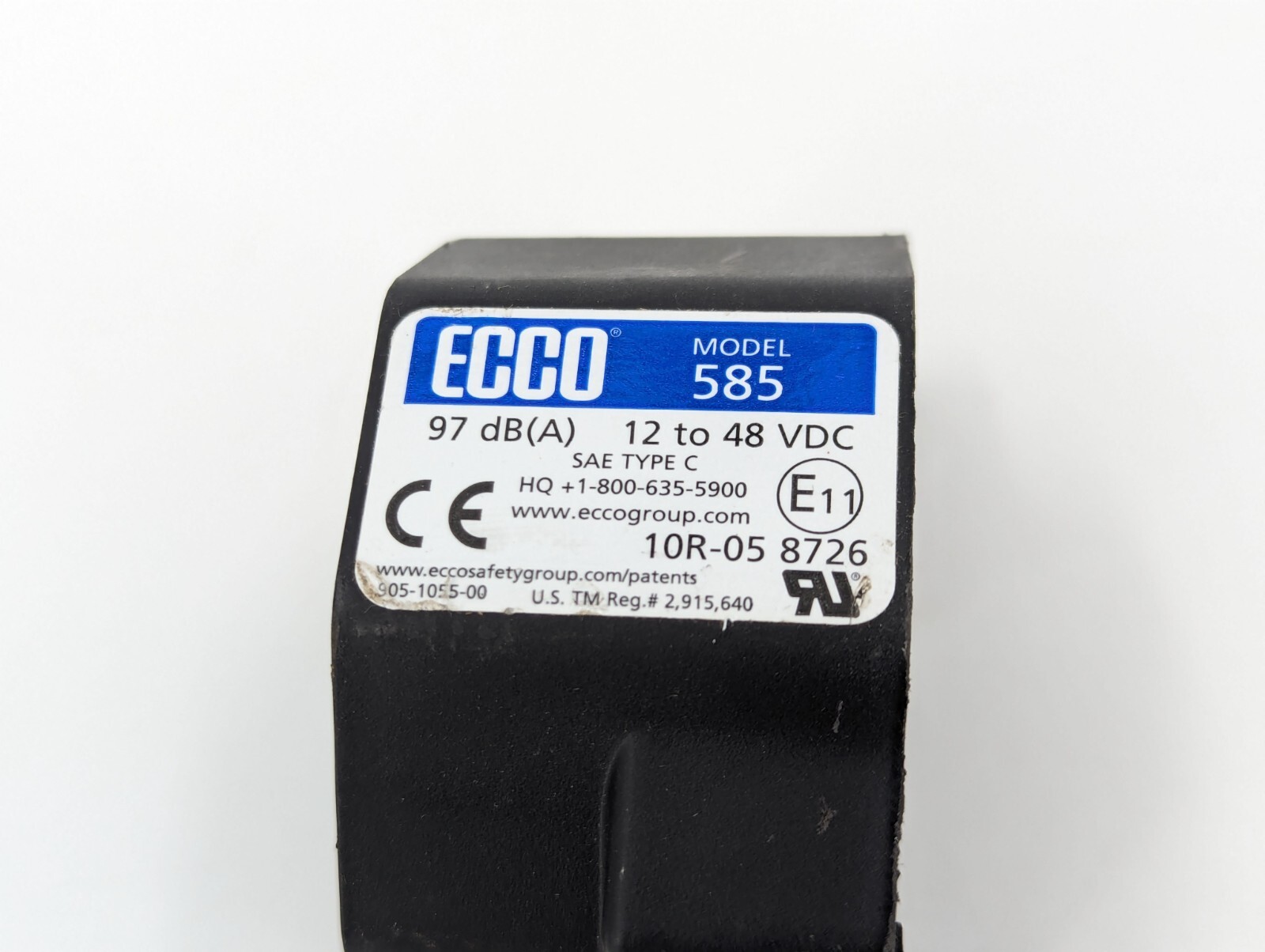 ECCO Model 585 Backup Alarm 97dB 12-48V DC 10R-05 8726 140-0585-25