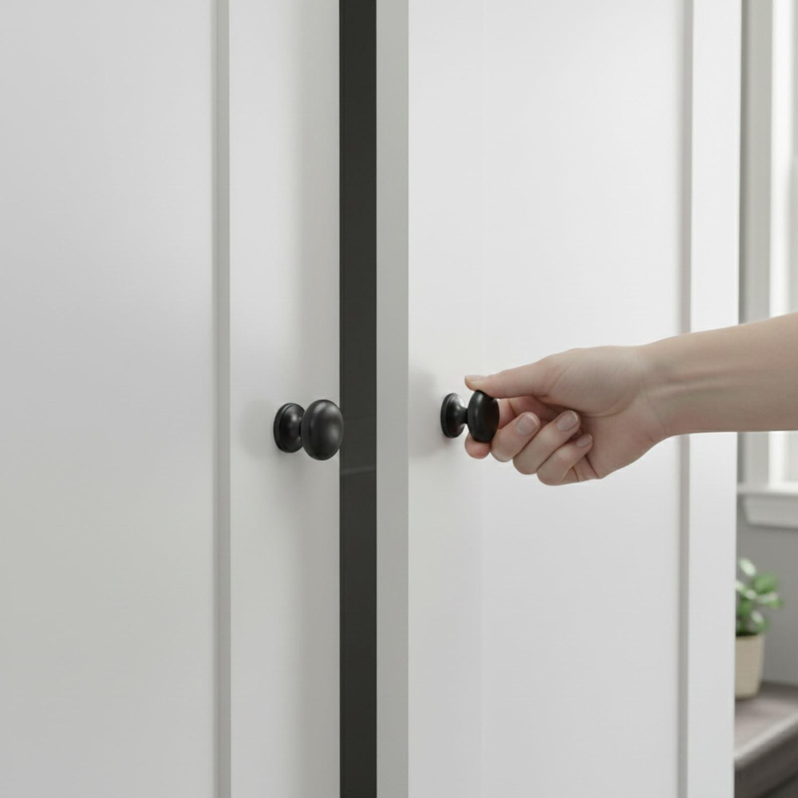 trust4care 8-Pack Large Matte Black Bifold Closet Door Knobs with Wide Base, …