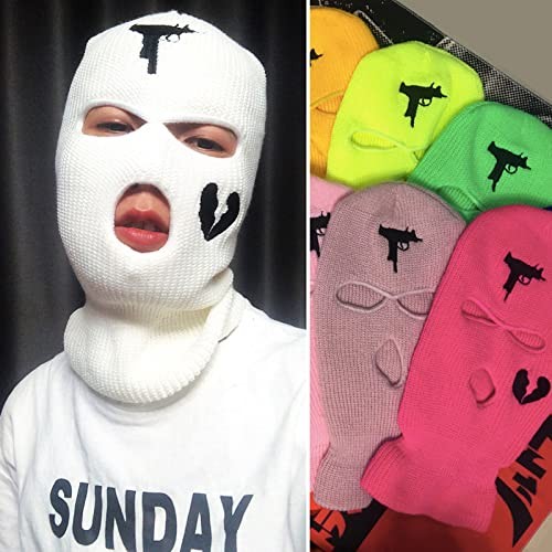 3 Hole UZI Balaclava Knitted Full Face Cover Ski Mask One Size, Apricot