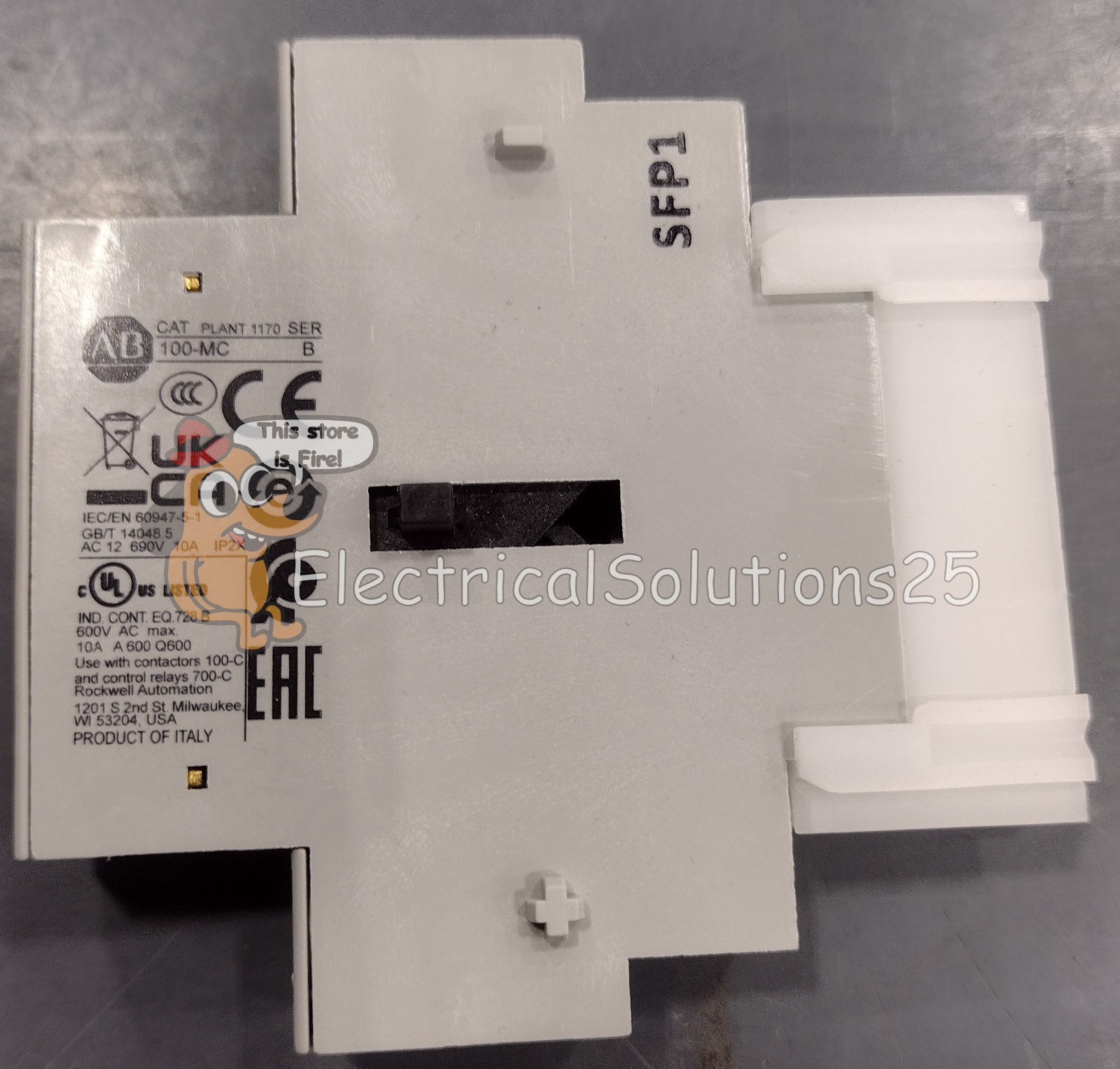 New Allen Bradley 100-MCA02 Auxiliary Contact Block 2 NO 600V – Free Ship