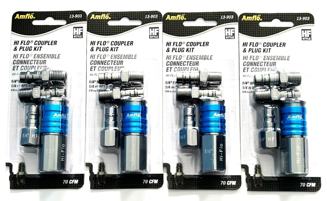 32pc AMFLO 1/4″ NPT High Flow Air Hose Coupler Fitting Assortment Set #13-903