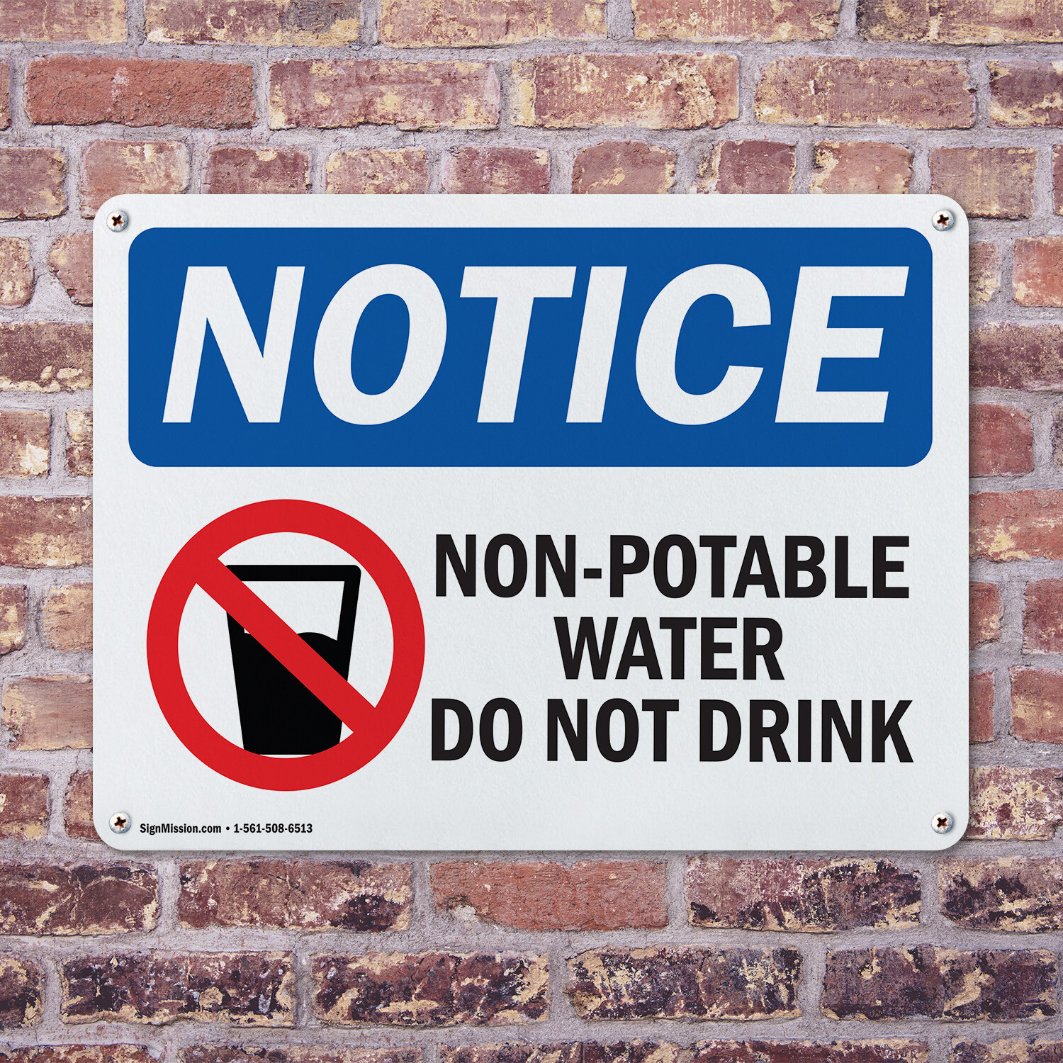 (2 Pack) Non-Potable Water Do Not Drink OSHA Notice Sign Decal Metal Plastic