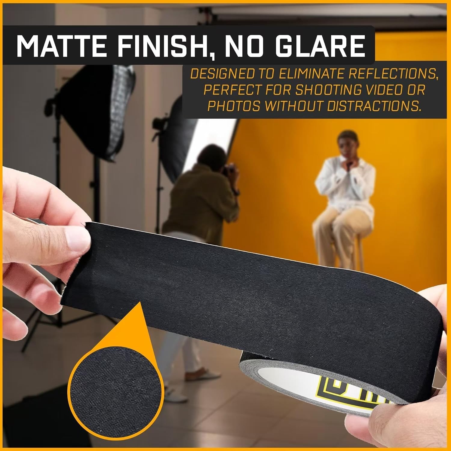 Gaffer Tape 2 Inch x 1 Pack Black Gaffing Tapes, Heavy Duty No Residue, Matte