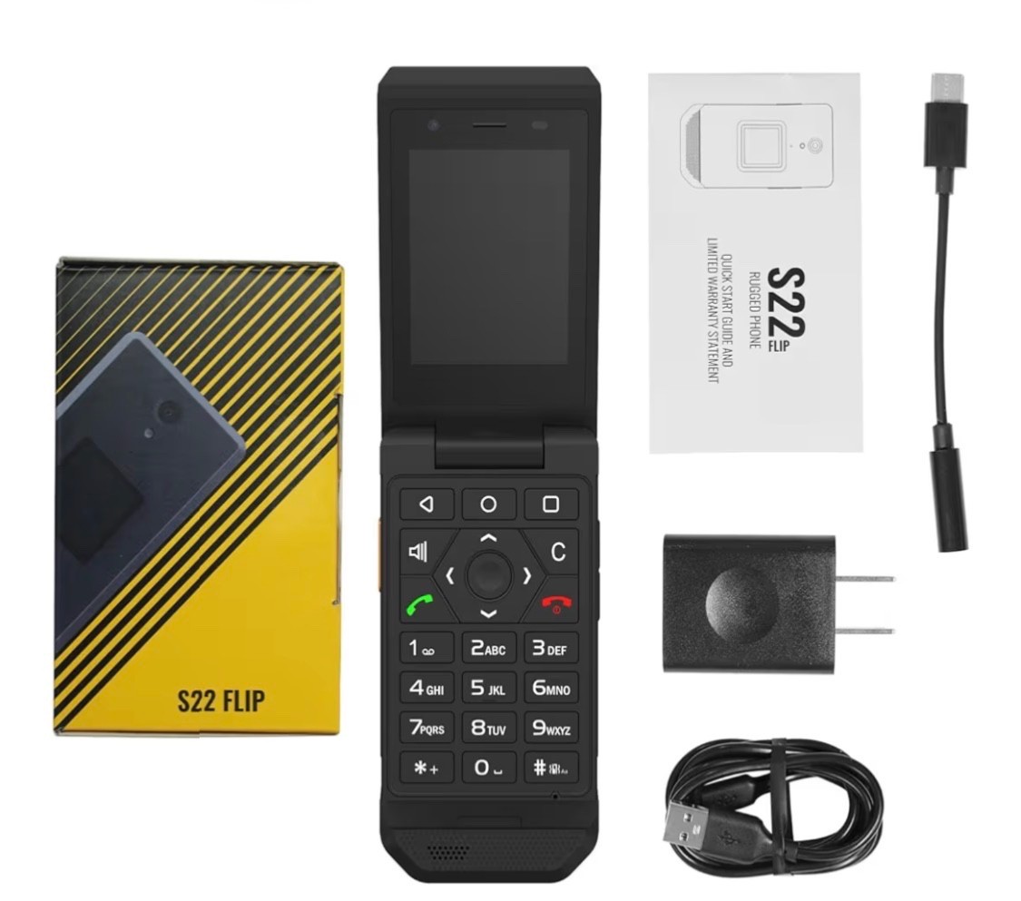 S22 Rugged Flip Phone Unlocked (16GB) 2.8» Touchscreen Smart Cell Phone Android