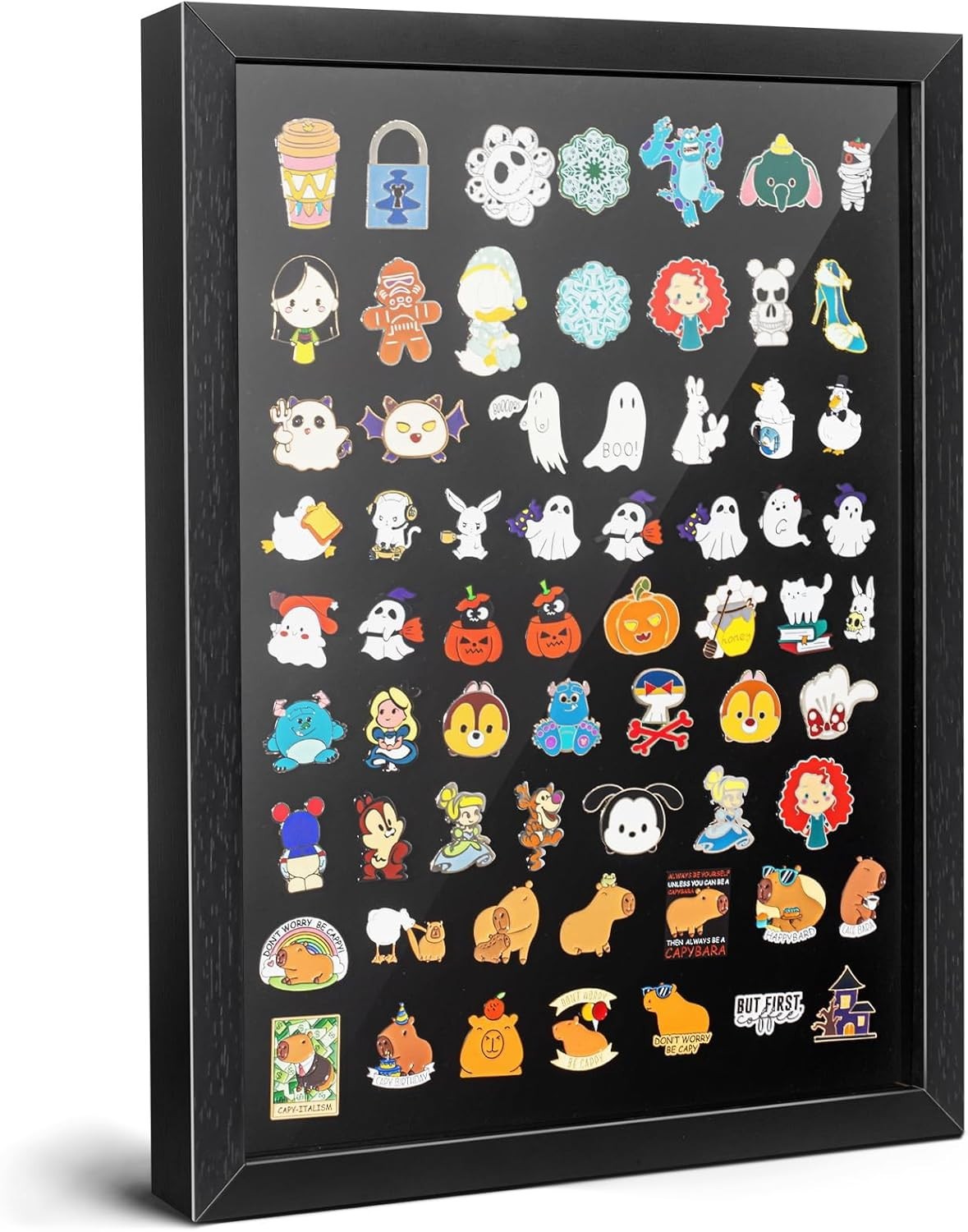 Pin Display Case Wall Mount Shadow Box Frame for Enamel Pins Black