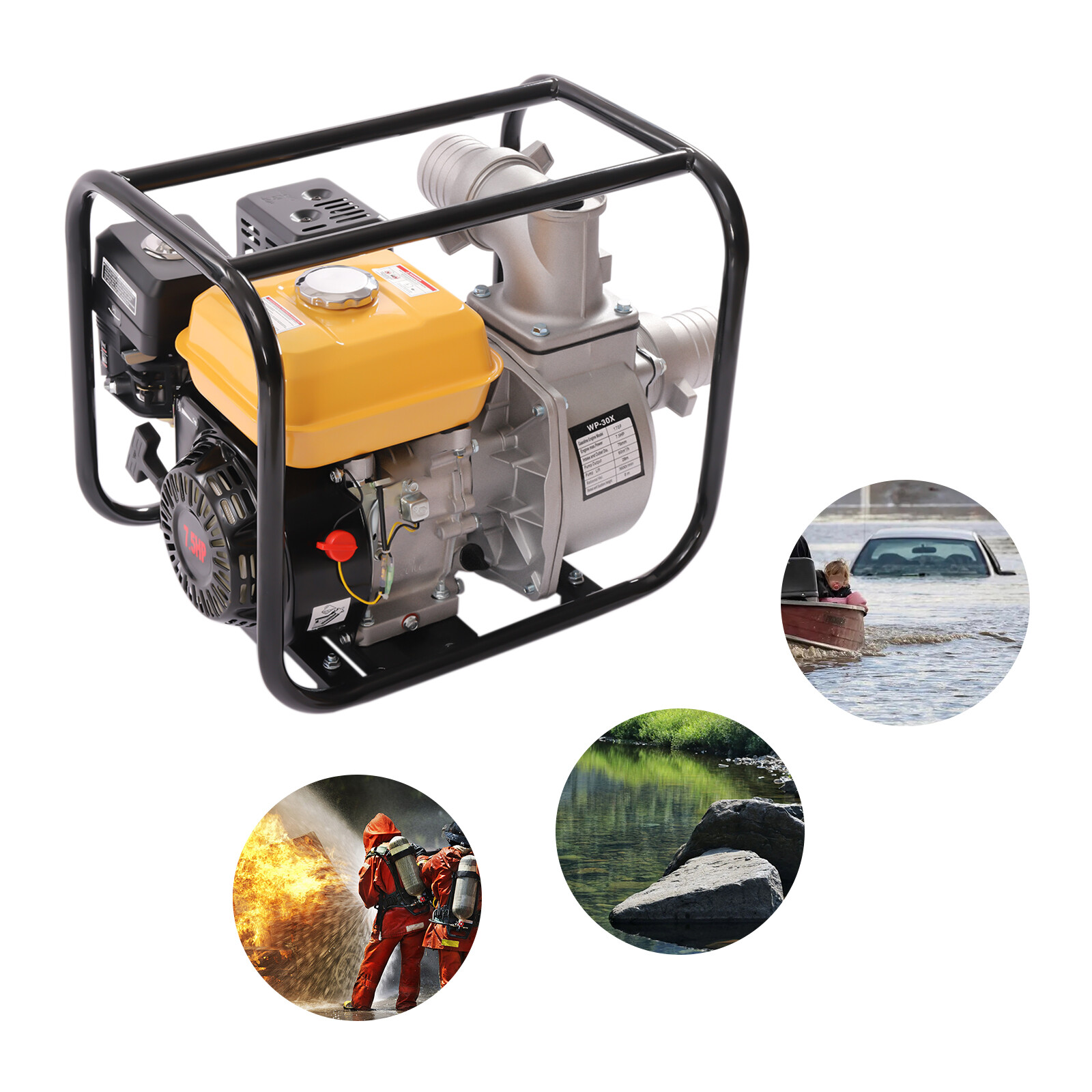 4 Stroke 7.5HP Gas Power Semi-Trash Water Pump High Pressure Garden Irrigation