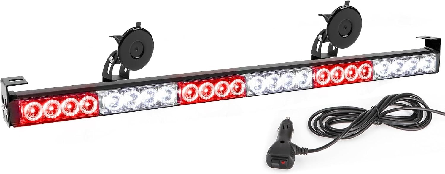 27″ LED Strobe Light Bar Cigar Lighter 13 Patterns Waterproof for Trucks