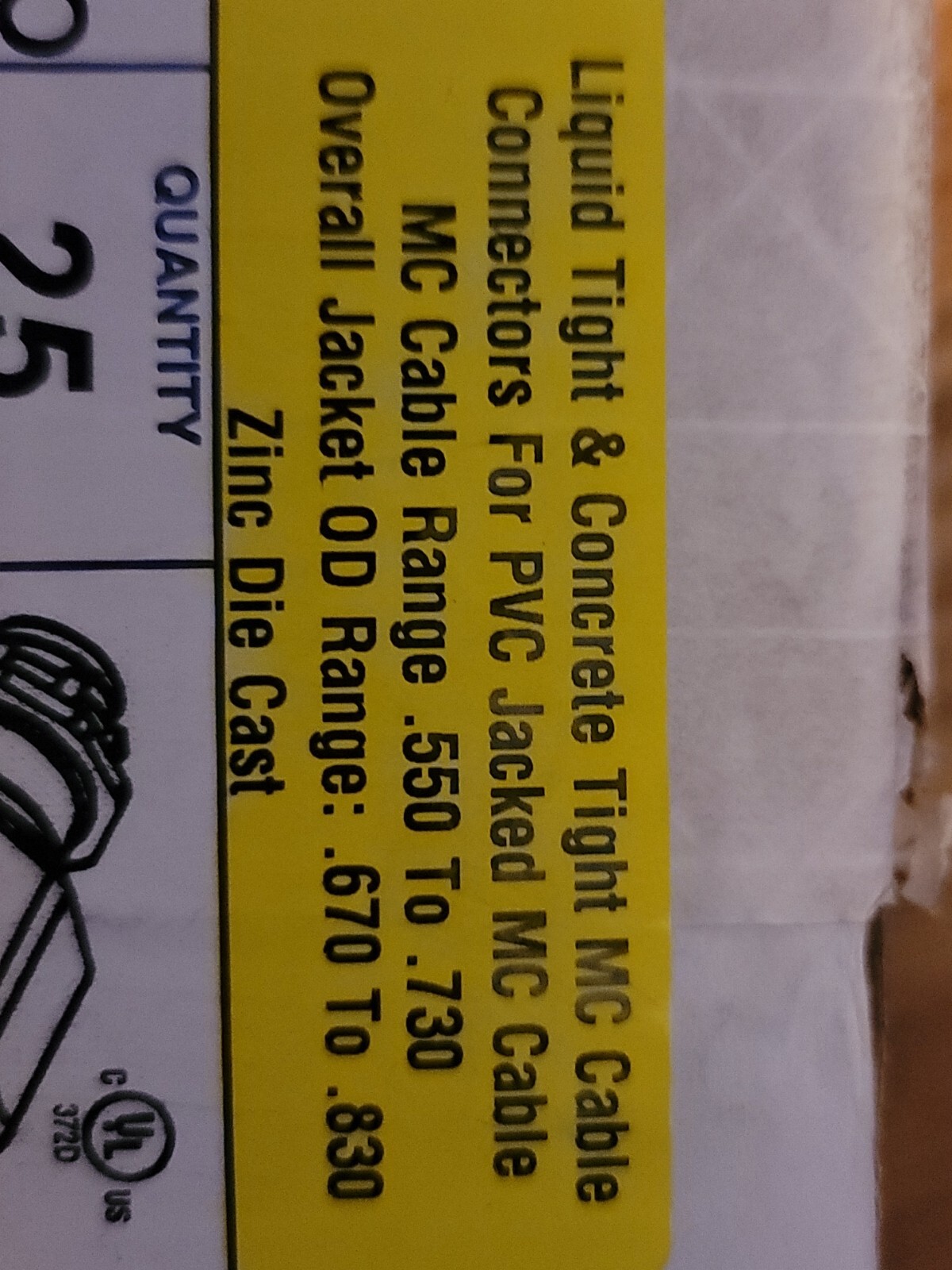 AI Arlington Rain & Concrete Tight Fitting for PVC Jacketed MC Cable 1/2 LTMC507