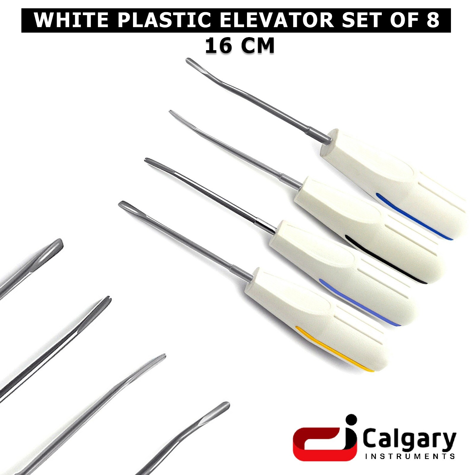 Set of 8 White Plastic Dental Luxating Root Extracting Elevators Oral Surgery