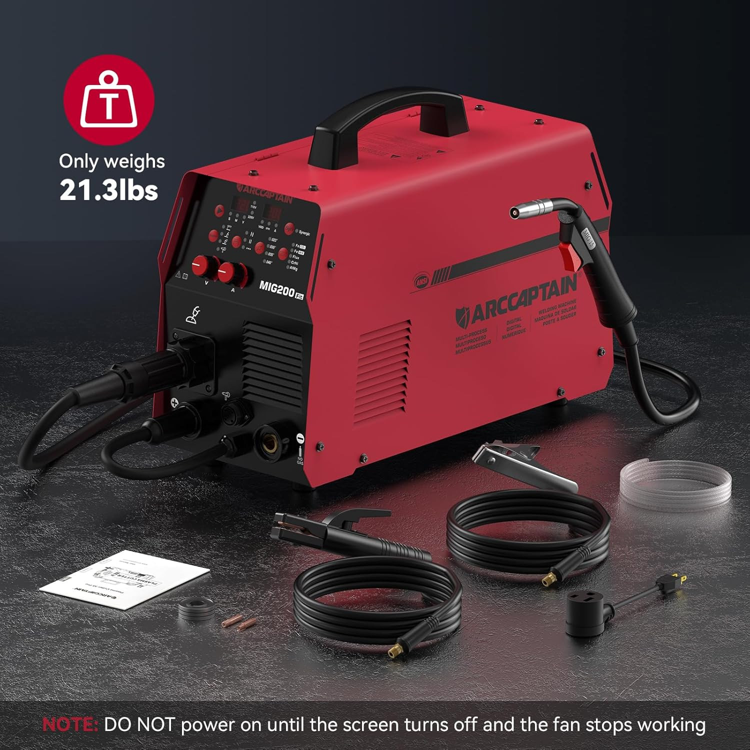 ARCCAPTAIN 6 in 1 Aluminum MIG Welder 200A Synergy +Large Viewing Welding Helmet