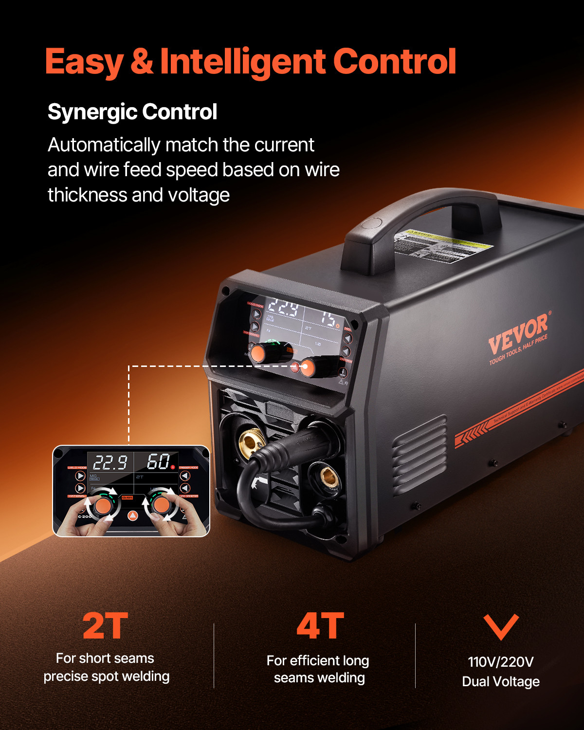 MIG Welder 200Amps Welding Machine 4-in-1 Gas MIG/Flux Core MIG/Stick/Lift TIG