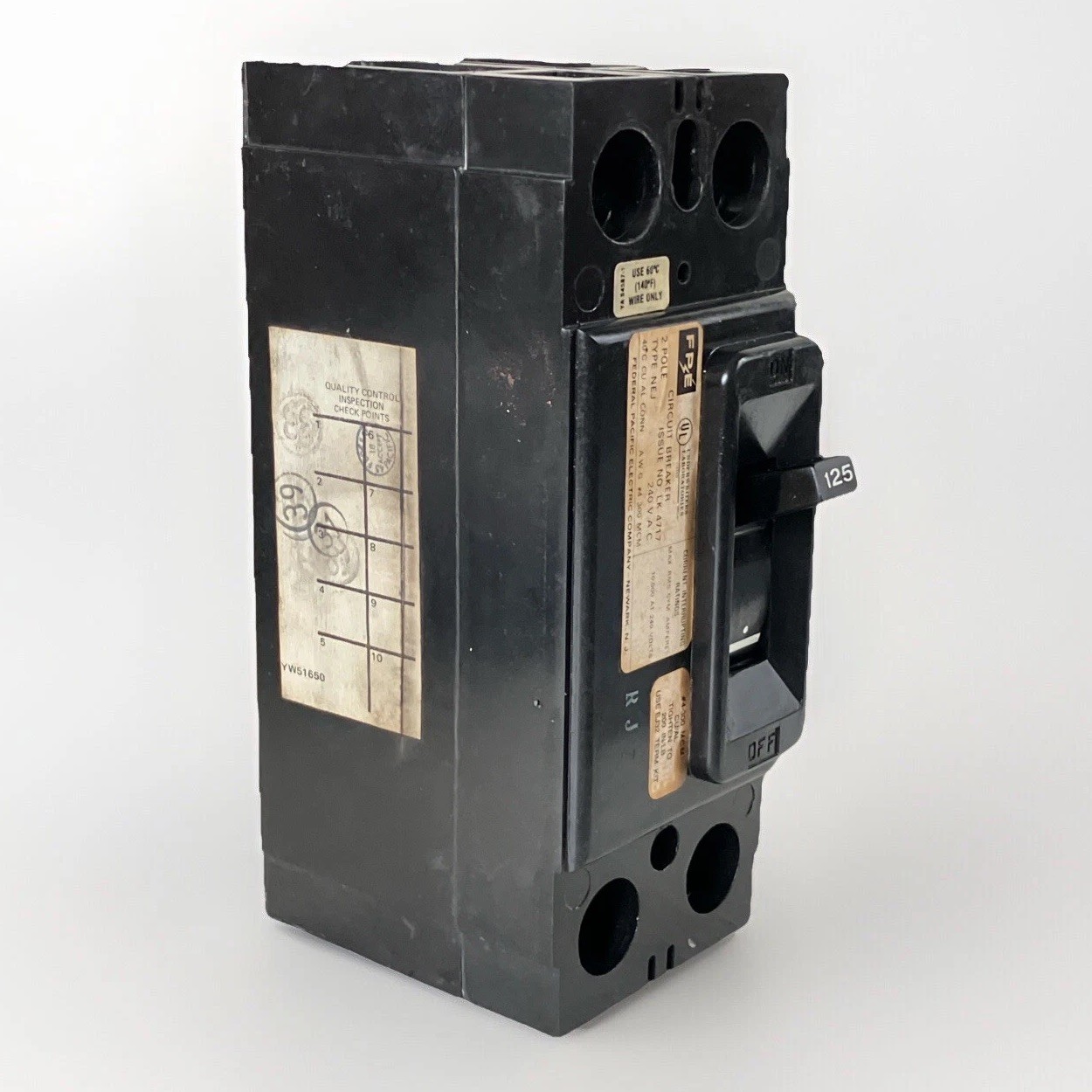 FPE Federal Pacific NEJ221125 Circuit Breaker Type NEJ 2 Pole 125 AMP 10kA@ 240V