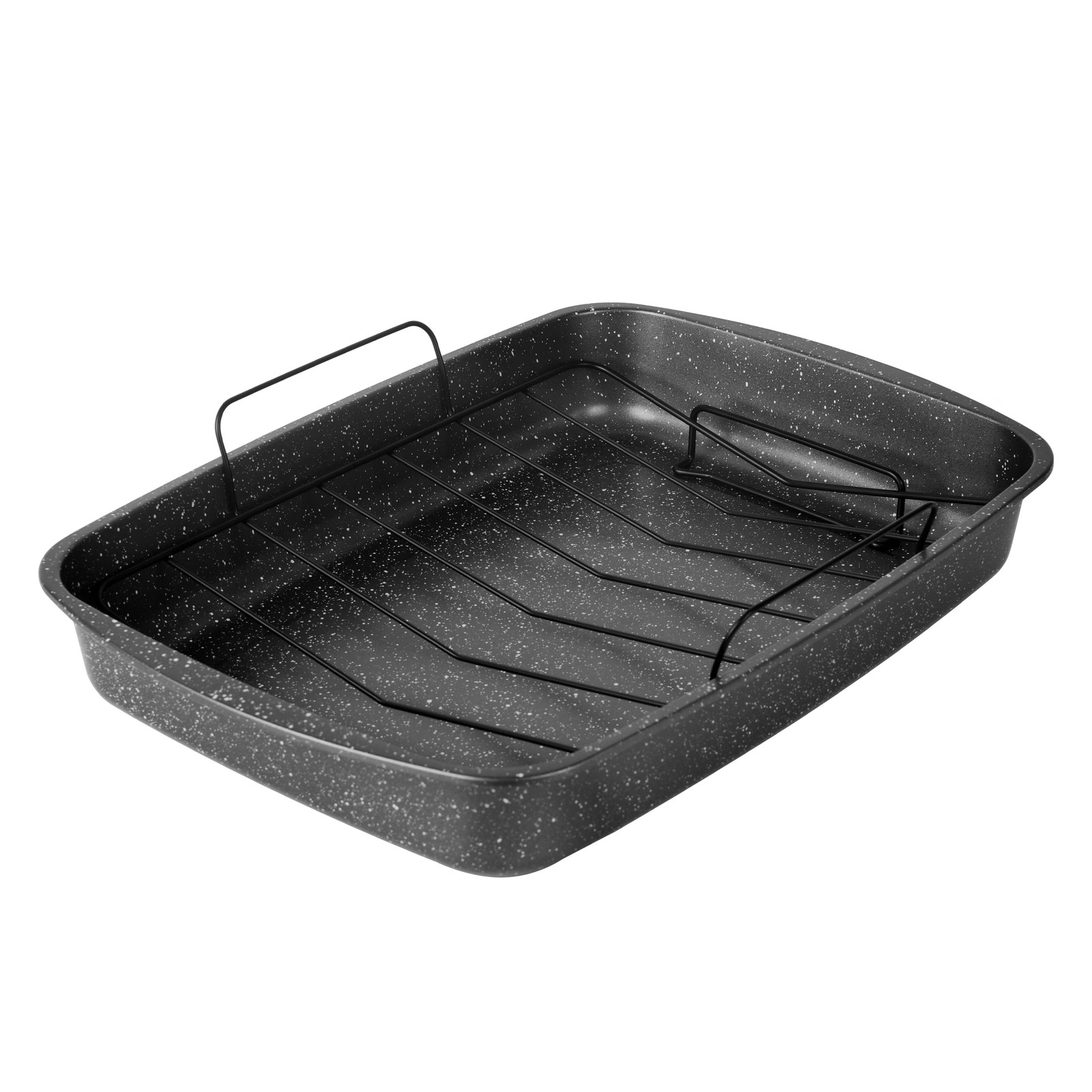 0.5mm Carbon Steel Roaster, 18.9″ Rectangle Speckled Grey Non-Stick Pan with