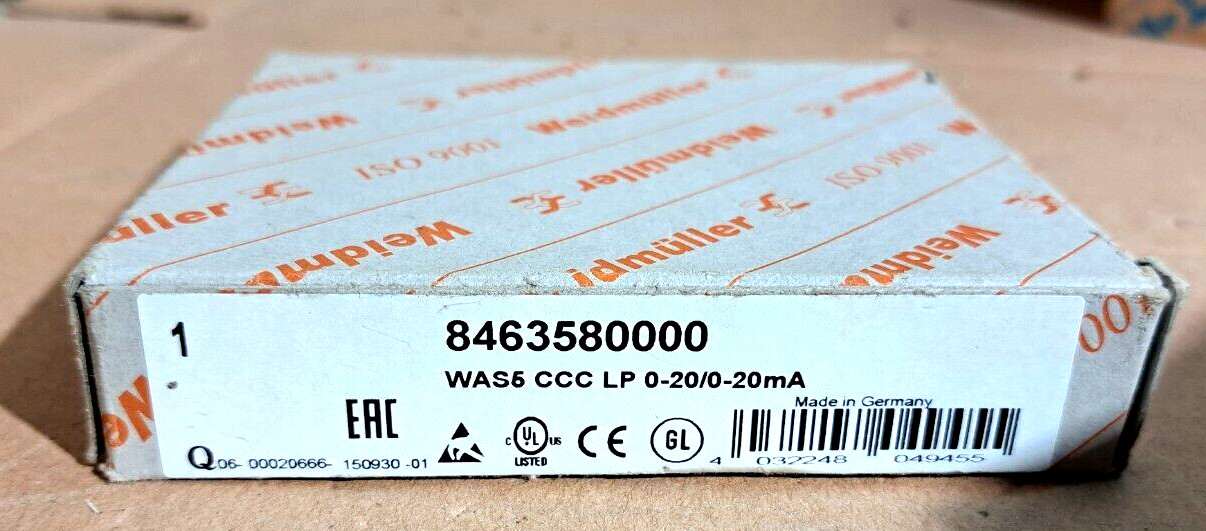 Weidmuller WAS5 CCC LP 0-20/0-20mA 8463580000 Passive isolator 1 PCS #AD1612#