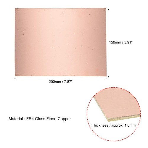 Single-Sided Copper Clad Laminate PCB FR4 200x150mm 7.87×5. Number of Items: 5