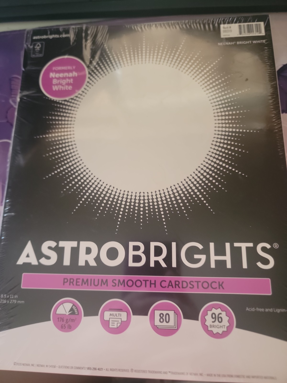 Astrobrights Cardstock 8.5″ x 11″ 65 Lb./176 GSM, Bright White, 80 Sheets