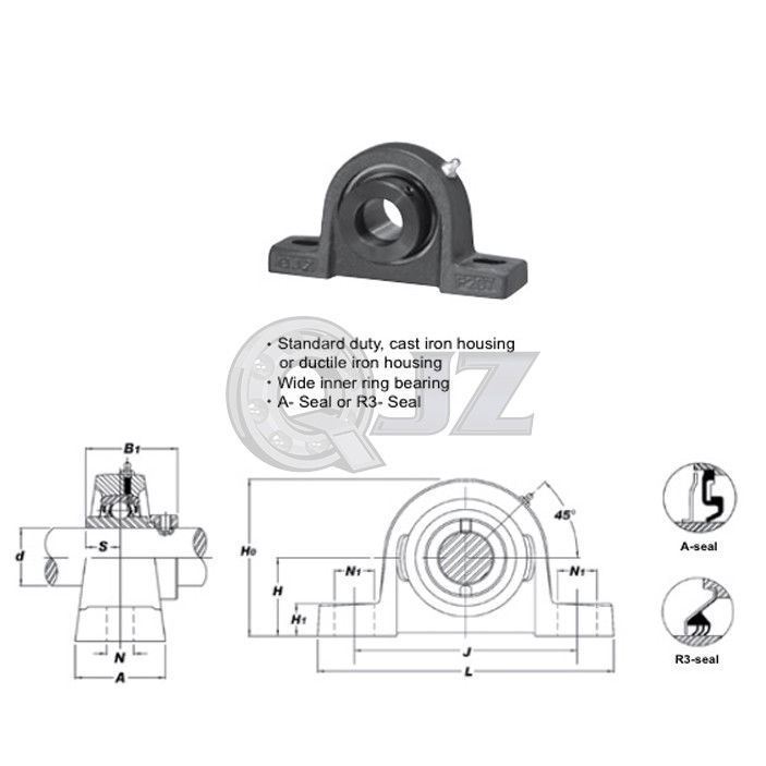 1.625 in Pillow Blocks Cast Iron HCP209-26 Mounted Bearing HC209-26 + P209