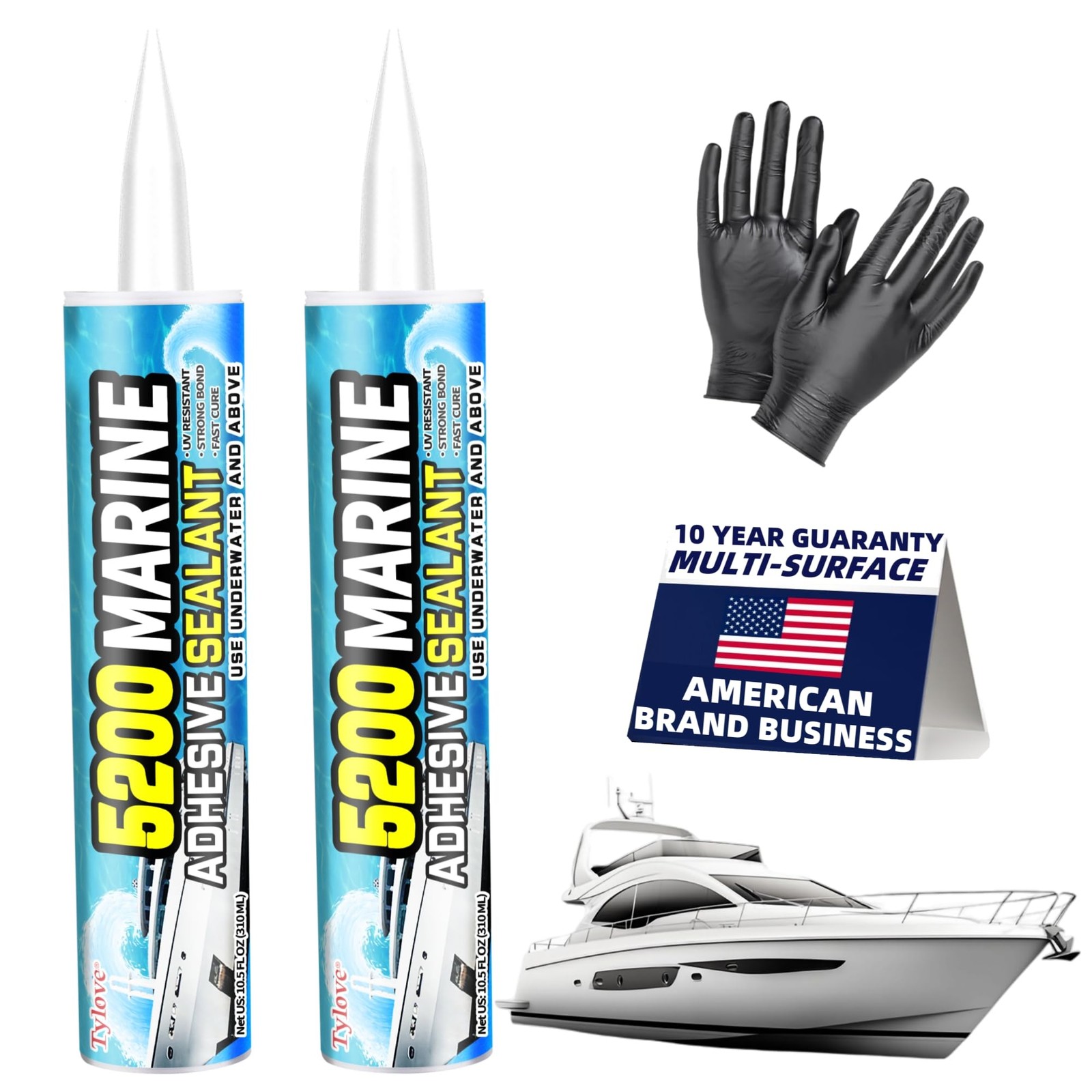 5200 Marine Sealant for Boats & RVs-Fast-Cure (30 Mins), Waterproof, UV-Resis…