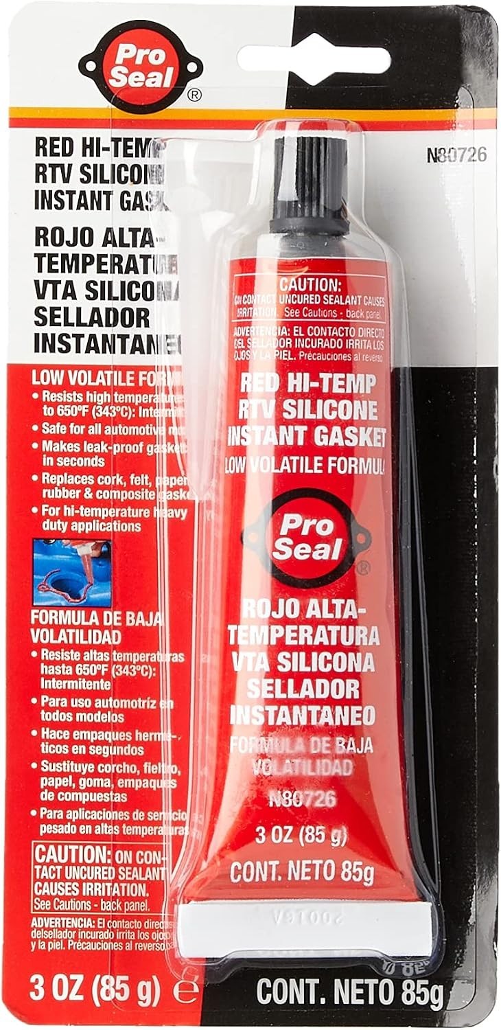 High-Temperature RTV Silicone Sealant, 3 oz, Waterproof & Sensor-Safe Red