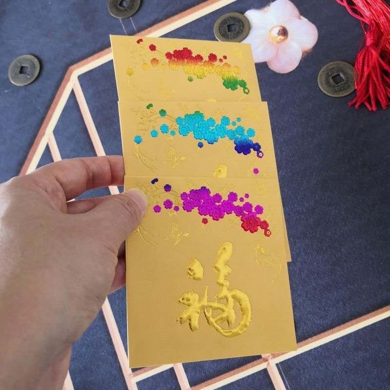 Custom 25pcs Gold Foil Hong Kong Surname Red Envelope Lucky Money Gift Packet