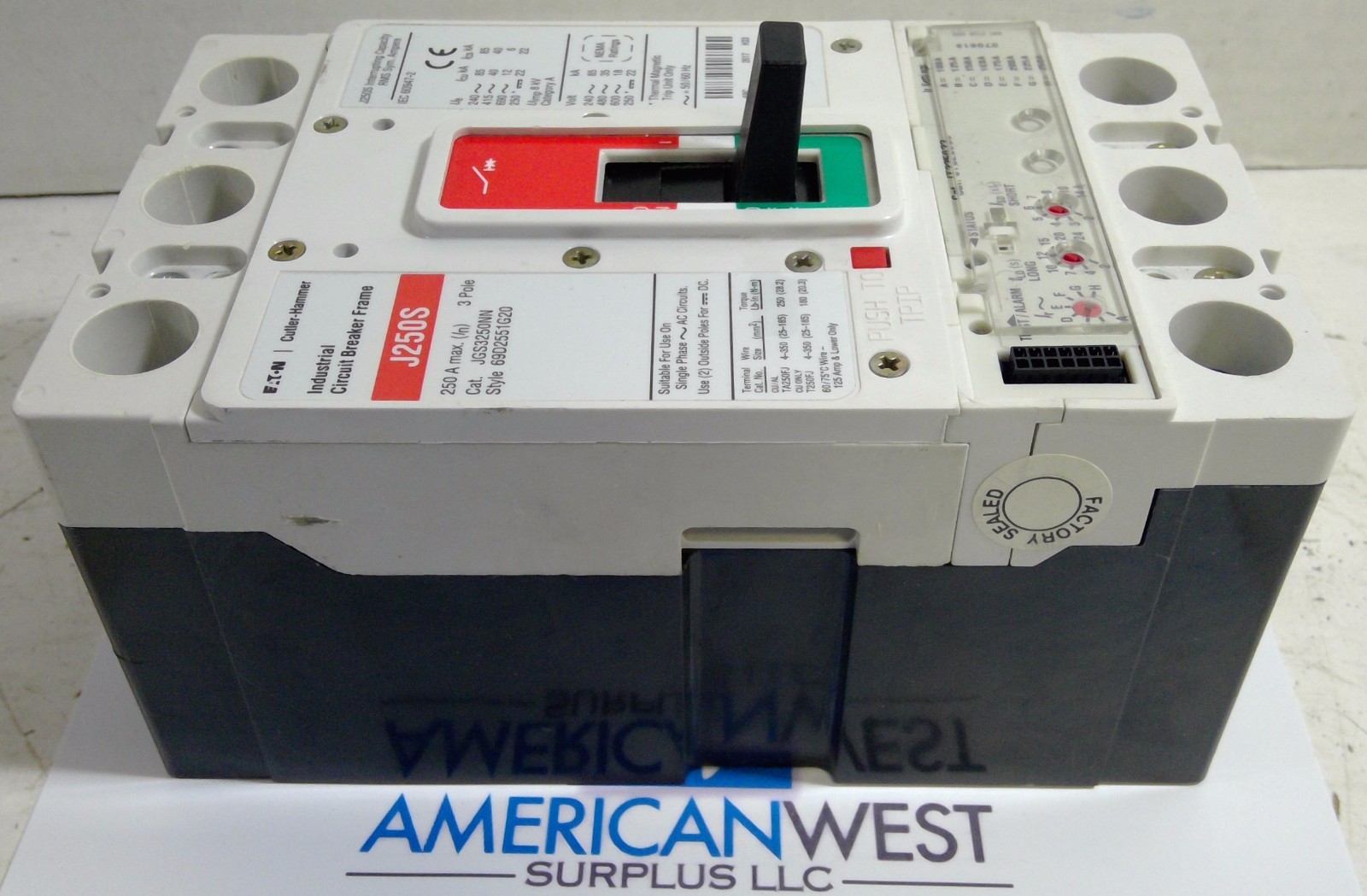 EATON CUTLER HAMMER JGS325033 J250S JGS3250NN Frame 250A Trip Unit LS JT325033