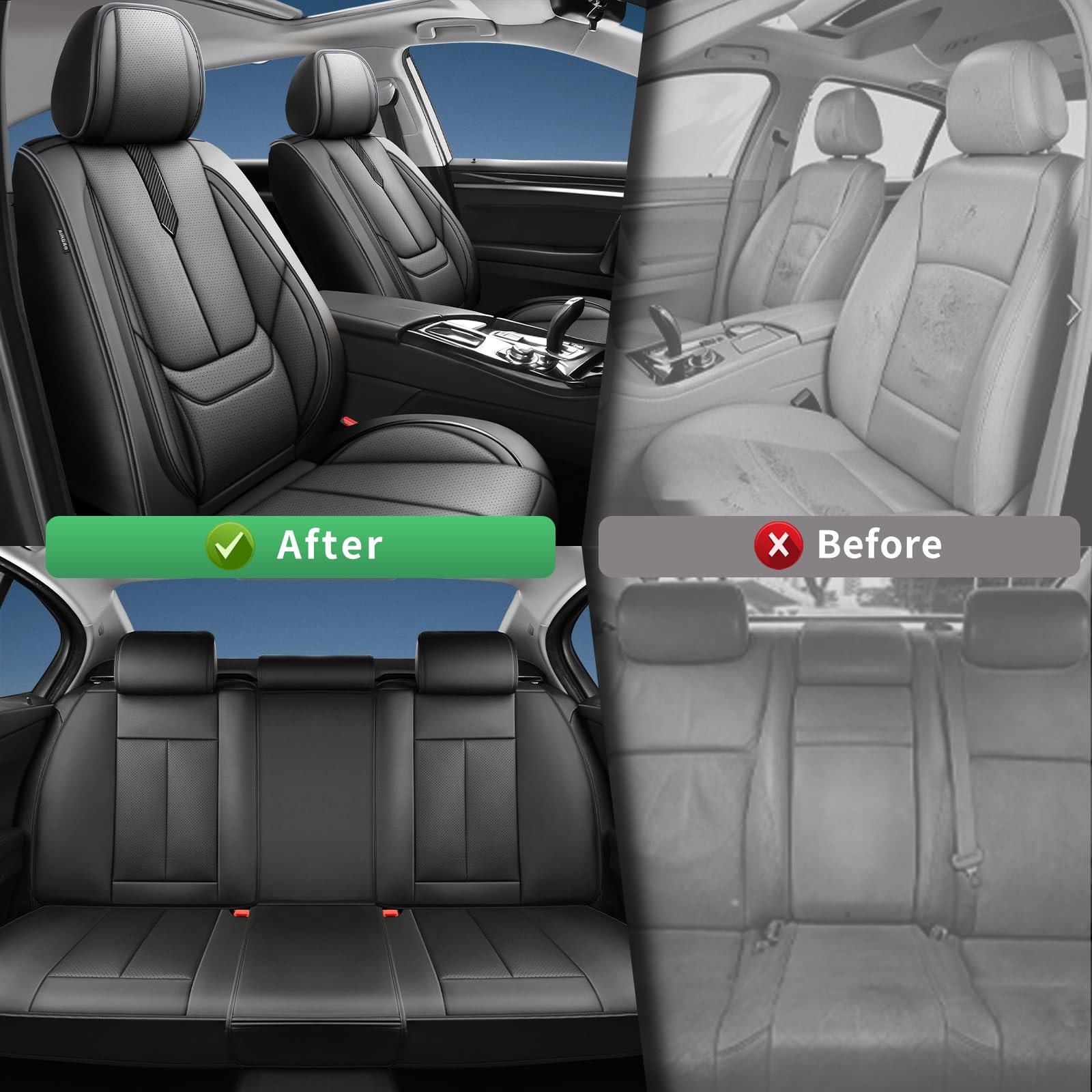 Jeep Patriot 2007-2017 Seat Covers Waterproof Leather Airbag Compatible Black