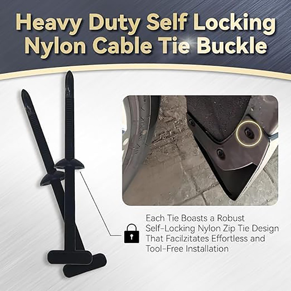 10/50/100 Nylon Universal Cable Tie Buckle – Heavy Duty Sided Snap Fit Black