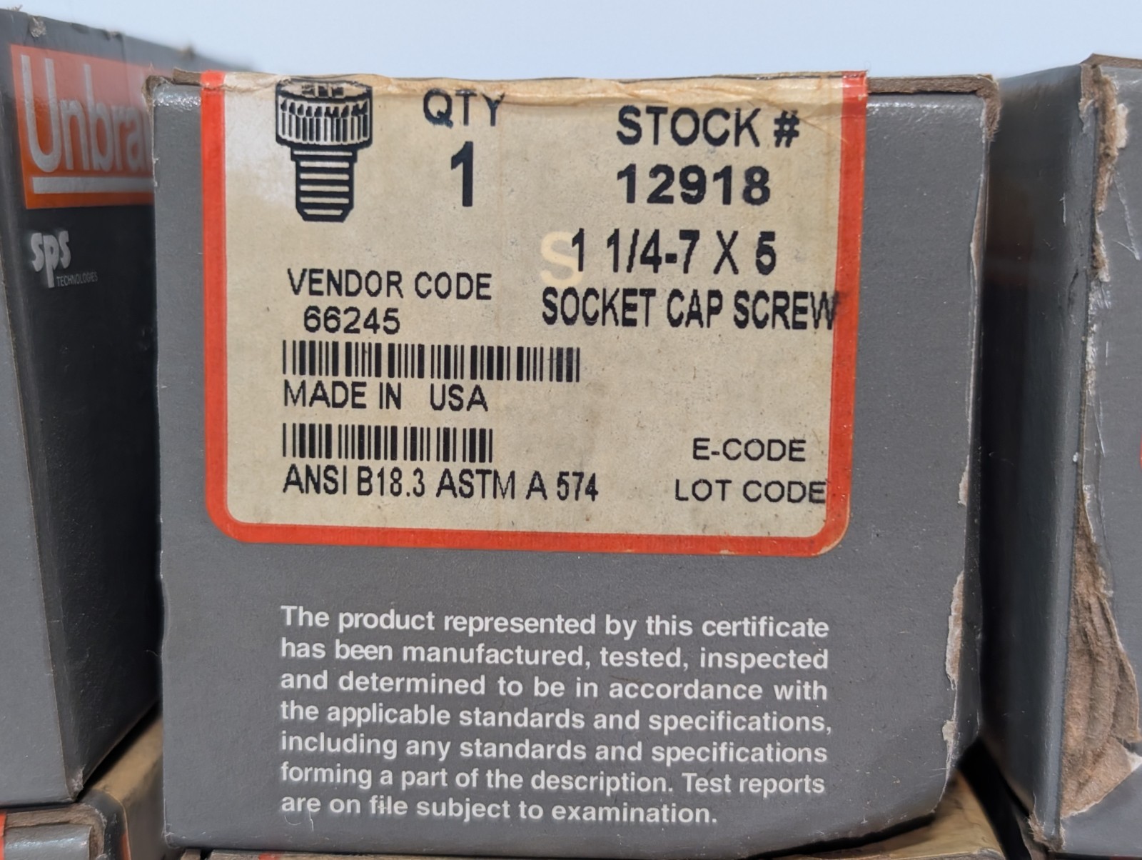 Unbrako 12918: 1-1/4-7 x 5″ high strength alloy socket head cap screw fastener