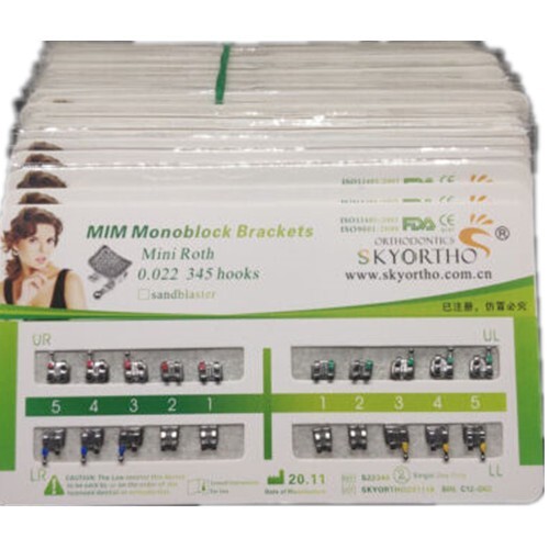 Dental Orthodontic Metal Brackets Mini Edgewise 022 345 hooks Mesh Base