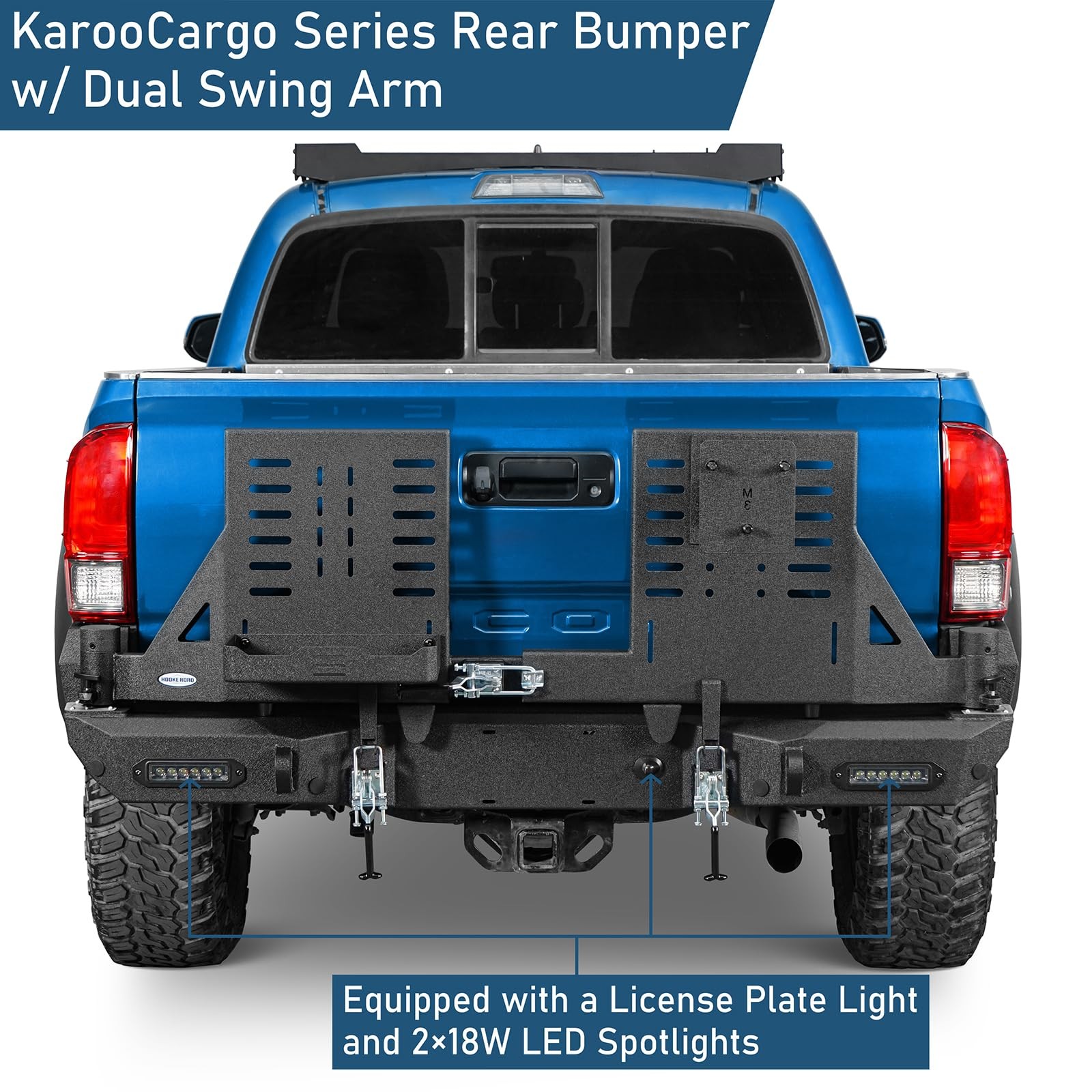 2016-2023 Tacoma Rear Bumper Dual Swing Out Tire Carrier Jerry Can D-Rings